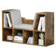 Bookcase Storage Shelf with Cushioned Reading Seat, Cube Bookshelf Organizer for Bedroom Living Room, Rustic Brown