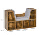 Bookcase Storage Shelf with Cushioned Reading Seat, Cube Bookshelf Organizer for Bedroom Living Room, Rustic Brown