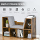 Bookcase Storage Shelf with Cushioned Reading Seat, Cube Bookshelf Organizer for Bedroom Living Room, Rustic Brown