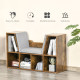 Bookcase Storage Shelf with Cushioned Reading Seat, Cube Bookshelf Organizer for Bedroom Living Room, Rustic Brown