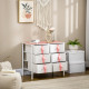 Chest of Drawers, Cloth Organizer Unit with 6 Fabric Drawers, Metal Frame and Wooden Top, Storage Cabinet for Kids Room, Living 