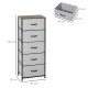 Fabric Chest of Drawers, Storage Drawers, Industrial Bedroom Dresser with 5 Fabric Drawers, Steel Frame and Wooden Top for Nurse