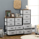 Fabric Chest of Drawers, Storage Drawers, Industrial Bedroom Dresser with 8 Fabric Drawers, Steel Frame and Wooden Top for Nurse