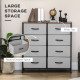 Fabric Chest of Drawers, Storage Drawers, Industrial Bedroom Dresser with 8 Fabric Drawers, Steel Frame and Wooden Top for Nurse