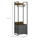 Clothes Rail, Metal Coat Stand, Garment Rack with 2 Fabric Storage Drawers, Single Wardrobe for Bedroom, Hallway, Rustic Brown a