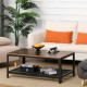 Coffee Table Industrial Side Table Living Room Table with Storage Shelf and Metal Frame for Home Office, 106L x 60W x 45Hcm