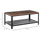 Coffee Table Industrial Side Table Living Room Table with Storage Shelf and Metal Frame for Home Office, 106L x 60W x 45Hcm