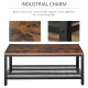 Coffee Table Industrial Side Table Living Room Table with Storage Shelf and Metal Frame for Home Office, 106L x 60W x 45Hcm
