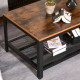 Coffee Table Industrial Side Table Living Room Table with Storage Shelf and Metal Frame for Home Office, 106L x 60W x 45Hcm