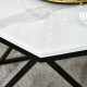 Hexagonal Coffee Table with High Gloss Marble Effect Table Top, Modern Cocktail Table with Steel Frame for Living Room, White
