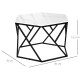 Hexagonal Coffee Table with High Gloss Marble Effect Table Top, Modern Cocktail Table with Steel Frame for Living Room, White