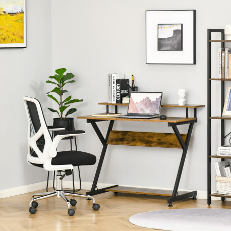 Industrial Computer Desk with Monitor Stand, 100 x 60cm Compact Desk for Small Spaces, Home Office Desk, Rustic Brown