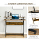 Industrial Computer Desk with Monitor Stand, 100 x 60cm Compact Desk for Small Spaces, Home Office Desk, Rustic Brown
