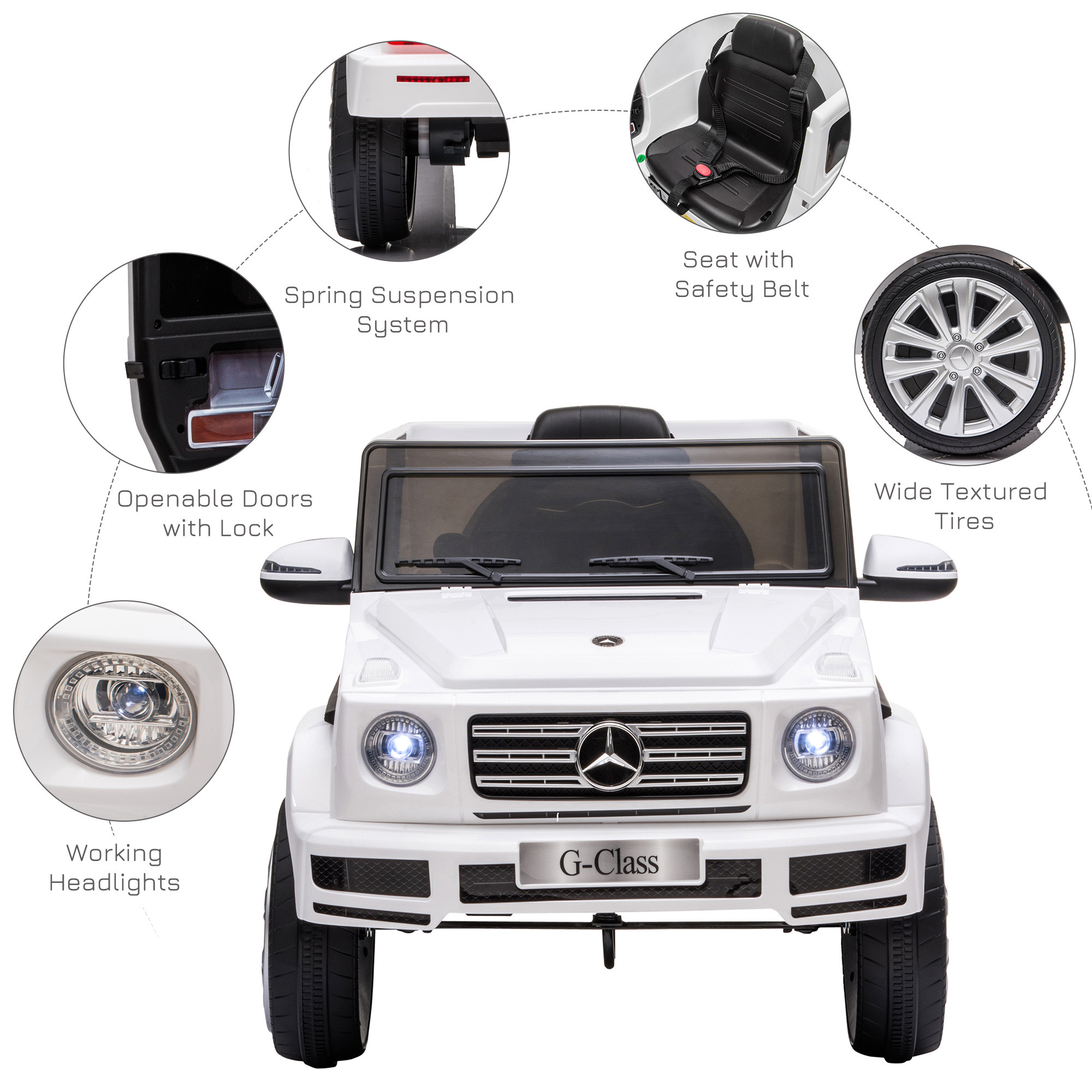 Mercedes Benz G500 Licensed 12V Kids Electric Ride On Car  Toy with Parental Remote Control Battery-powered 2 Motors Music Light
