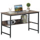 Computer Desk with Storage Shelf, 120 x 60cm Home Office Desk with Metal Frame, Study Table, Easy Assembly, Rustic Brown