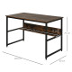 Computer Desk with Storage Shelf, 120 x 60cm Home Office Desk with Metal Frame, Study Table, Easy Assembly, Rustic Brown
