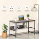 Computer Desk with Storage Shelf, 120 x 60cm Home Office Desk with Metal Frame, Study Table, Easy Assembly, Rustic Brown