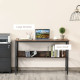 Computer Desk with Storage Shelf, 120 x 60cm Home Office Desk with Metal Frame, Study Table, Easy Assembly, Rustic Brown