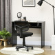 Modern Computer Desk, Home Office Table, Small Writing Desk with Storage Shelf, 90 x 50cm, Black Wood Grain