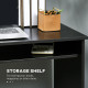 Modern Computer Desk, Home Office Table, Small Writing Desk with Storage Shelf, 90 x 50cm, Black Wood Grain