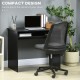 Modern Computer Desk, Home Office Table, Small Writing Desk with Storage Shelf, 90 x 50cm, Black Wood Grain