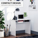 Modern Computer Desk, Home Office Table, Small Writing Desk with Storage Shelf, 90 x 50cm, White Wood Grain