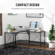 L-Shaped Corner Desk, Computer Desk for Home Office, Space-Saving Study Workstation, Easy to Assemble, 150 x 150 x 76cm, Black