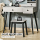Dressing Table Set with Mirror and Stool, Vanity Makeup Table with 3 Drawers and Open Shelves for Bedroom, Living Room, Grey