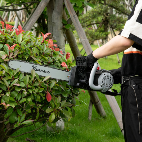 DURHAND 1600W Electric Chainsaw with Double Brake, Tool-Free Chain Tensioning and 40cm Guide Bar and Chain, Power Saw to Cut Woo