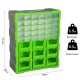 DURHAND Plastic 39 Drawer Parts Organiser Wall Mount Storage Cabinet Garage Small Nuts Bolts Tool Clear