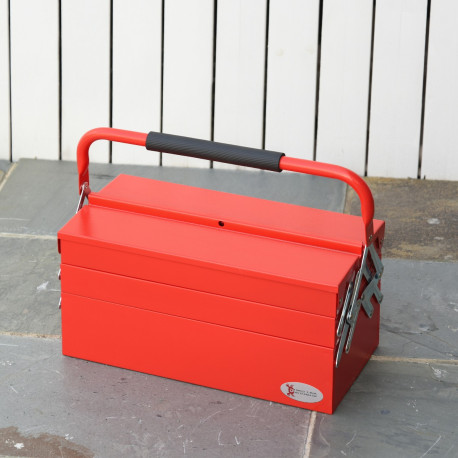 DURHAND Metal Tool Box 3 Tier 5 Tray Professional Portable Storage Cabinet Workshop Cantilever Toolbox with Carry Handle, 45cmx2
