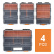 DURHAND Set Of 4 Plastic DIY Tool Storage Boxes w/ Inside Dividers Locking Lids Home Garage Organisation Stacking Arts Crafts Bo