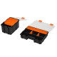DURHAND Set Of 4 Plastic DIY Tool Storage Boxes w/ Inside Dividers Locking Lids Home Garage Organisation Stacking Arts Crafts Bo