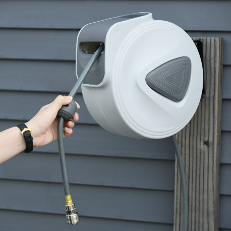 DURHAND Retractable Air Hose Reel 10m+ 90cm Hose Diameter 3/ 8" 9.5mm, Hose Connector 1/ 4" BSP, Wall Mount Auto Rewind Hose- Re