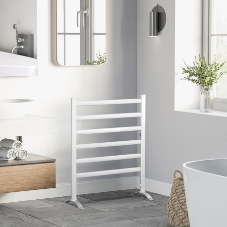 Electric Towel Warmer, 6 Bar Aluminum Heated Towel Rail, Wall Mounted & Free Standing Towel Drying Rack for Bathroom, Plug-in, S