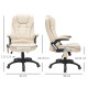 Executive Office Chair with Massage and Heat, High Back PU Leather Massage Office Chair with Adjustable Height, Beige