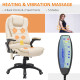 Executive Office Chair with Massage and Heat, High Back PU Leather Massage Office Chair with Adjustable Height, Beige