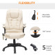 Executive Office Chair with Massage and Heat, High Back PU Leather Massage Office Chair with Adjustable Height, Beige