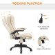 Executive Office Chair with Massage and Heat, High Back PU Leather Massage Office Chair with Adjustable Height, Beige