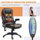 Executive Office Chair with Massage and Heat, High Back PU Leather Massage Office Chair with Adjustable Height, Brown
