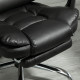 Executive Office Chair, PU Leather Home Office Chair with Swivel Wheels, Reclining Backrest, Retractable Footrest, Black