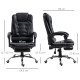 Executive Office Chair, PU Leather Home Office Chair with Swivel Wheels, Reclining Backrest, Retractable Footrest, Black