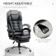 Executive Office Chair, PU Leather Home Office Chair with Swivel Wheels, Reclining Backrest, Retractable Footrest, Black