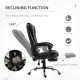Executive Office Chair, PU Leather Home Office Chair with Swivel Wheels, Reclining Backrest, Retractable Footrest, Black