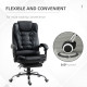 Executive Office Chair, PU Leather Home Office Chair with Swivel Wheels, Reclining Backrest, Retractable Footrest, Black