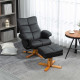 Recliner Armchair, Swivel Reclining Chair With Ottoman, Swivel Faux Leather Chair with Wooden Base and Storage Footstool for Liv