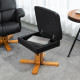 Recliner Armchair, Swivel Reclining Chair With Ottoman, Swivel Faux Leather Chair with Wooden Base and Storage Footstool for Liv