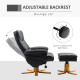 Recliner Armchair, Swivel Reclining Chair With Ottoman, Swivel Faux Leather Chair with Wooden Base and Storage Footstool for Liv