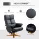 Recliner Armchair, Swivel Reclining Chair With Ottoman, Swivel Faux Leather Chair with Wooden Base and Storage Footstool for Liv