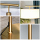 Floor Lamp, Modern Standing Light with Linen Lampshade, Round Base for Living Room, Bedroom, Dining Room, 153cm, Gold and White